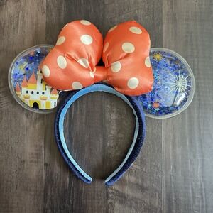 Disney Parks 2023 Confetti Castle Fireworks Orange Bow Minnie Ears Headband